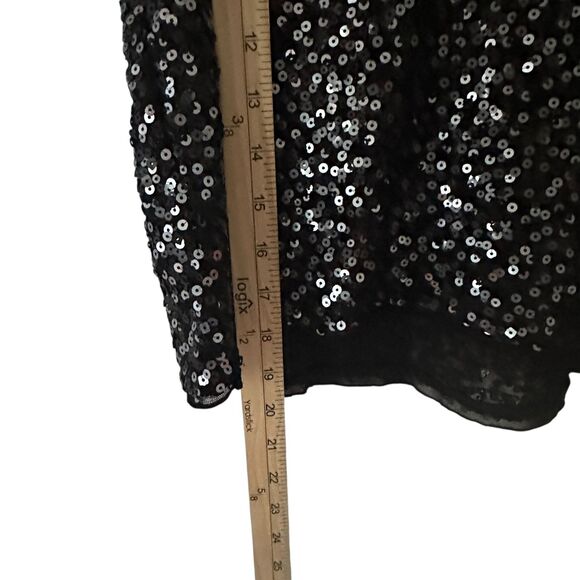 Express Black Sequins Sheer Cropped Scoop Neck Dressy Tank Top Size XS - Picture 4 of 7